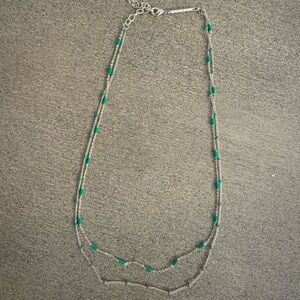Kendra Scott gold and Green 2 strand Necklace